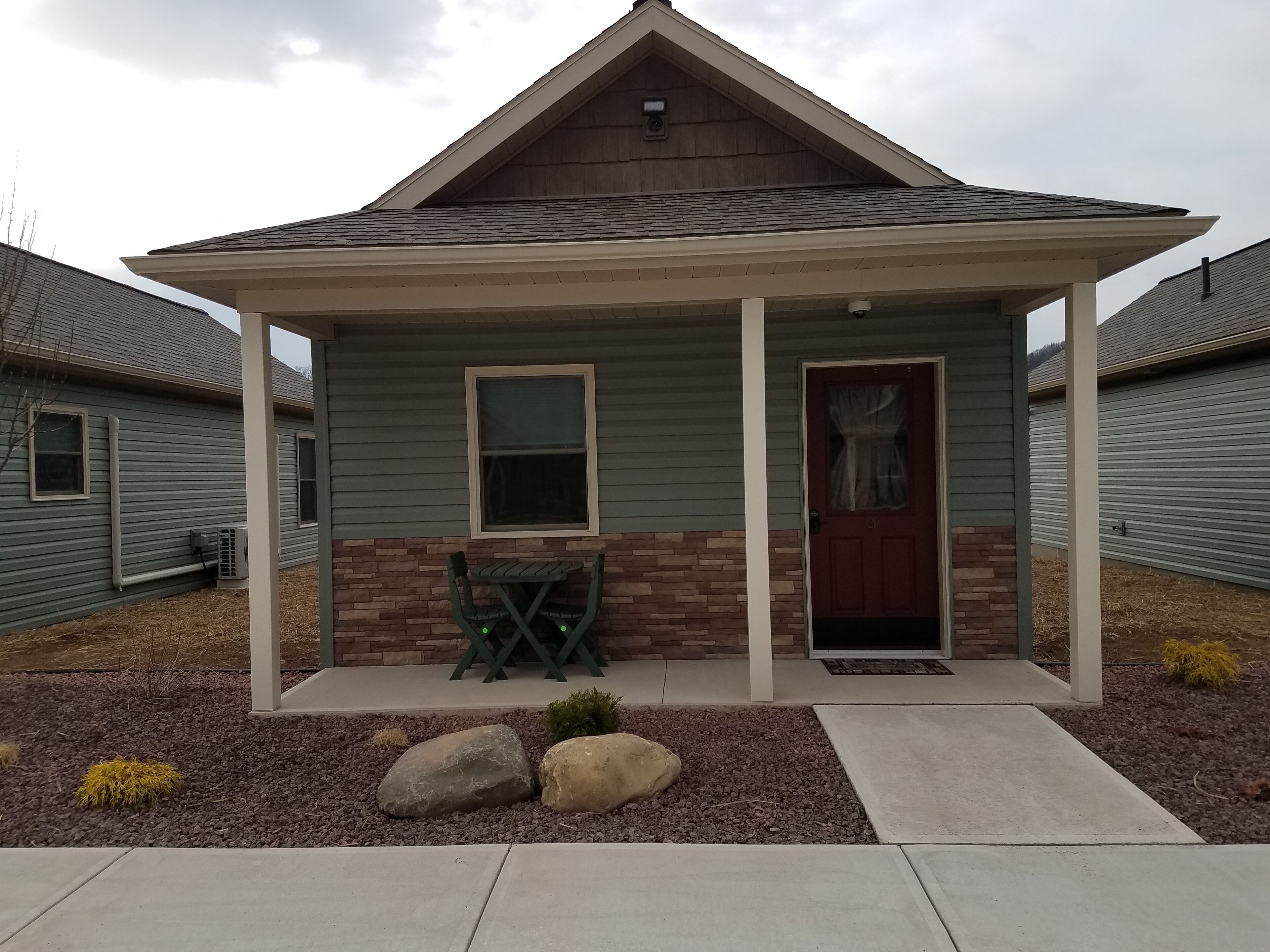 Our "tiny house" design gives you the privacy you want in a community setting!