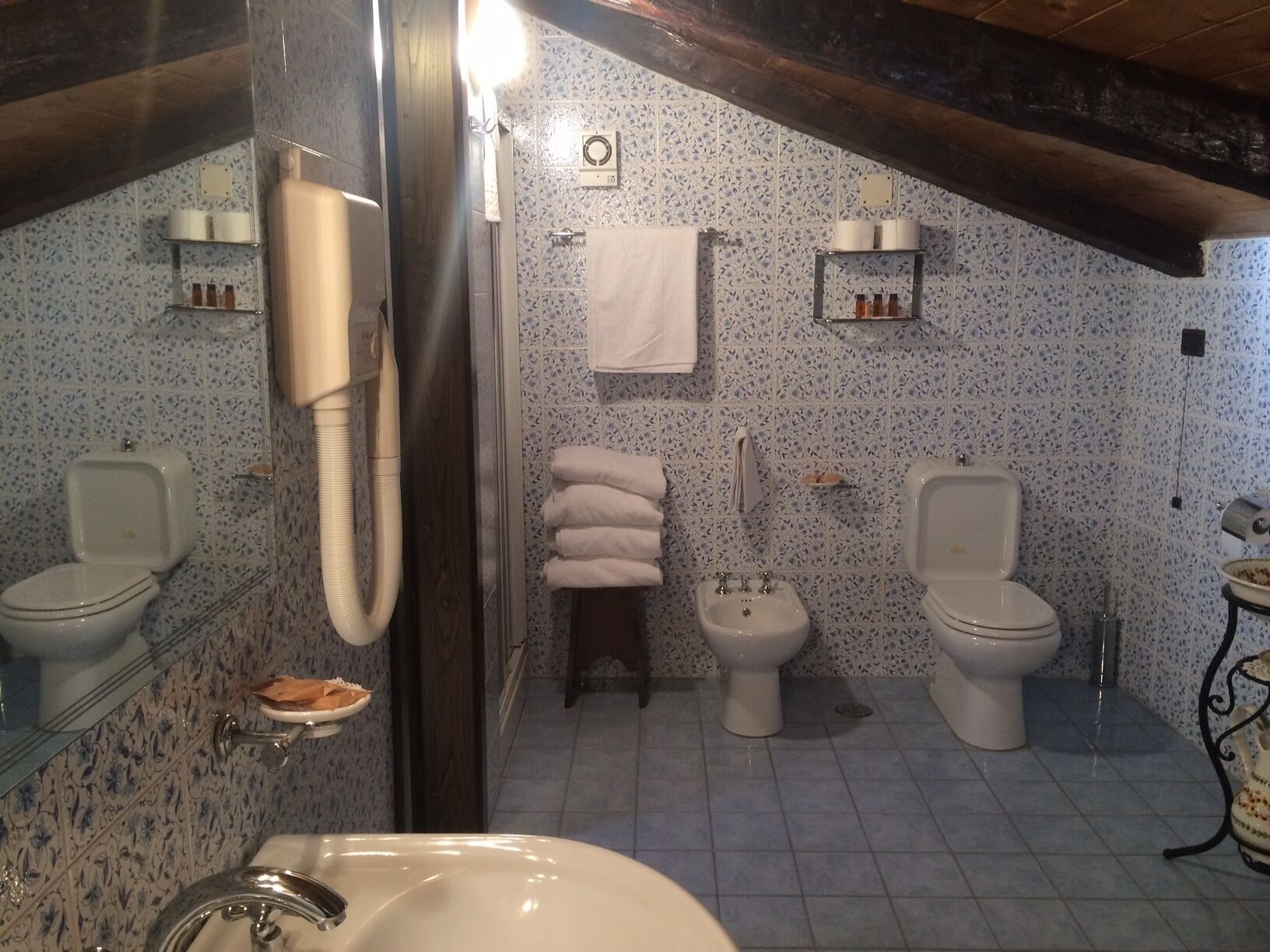 family triple room | bathroom | shower, hair dryer, bathrobes, slippers