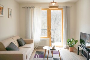 Premium Apartment, 1 Bedroom, Kitchen | Living area | TV - Funci Kavalirka Home Apartment (Prague)