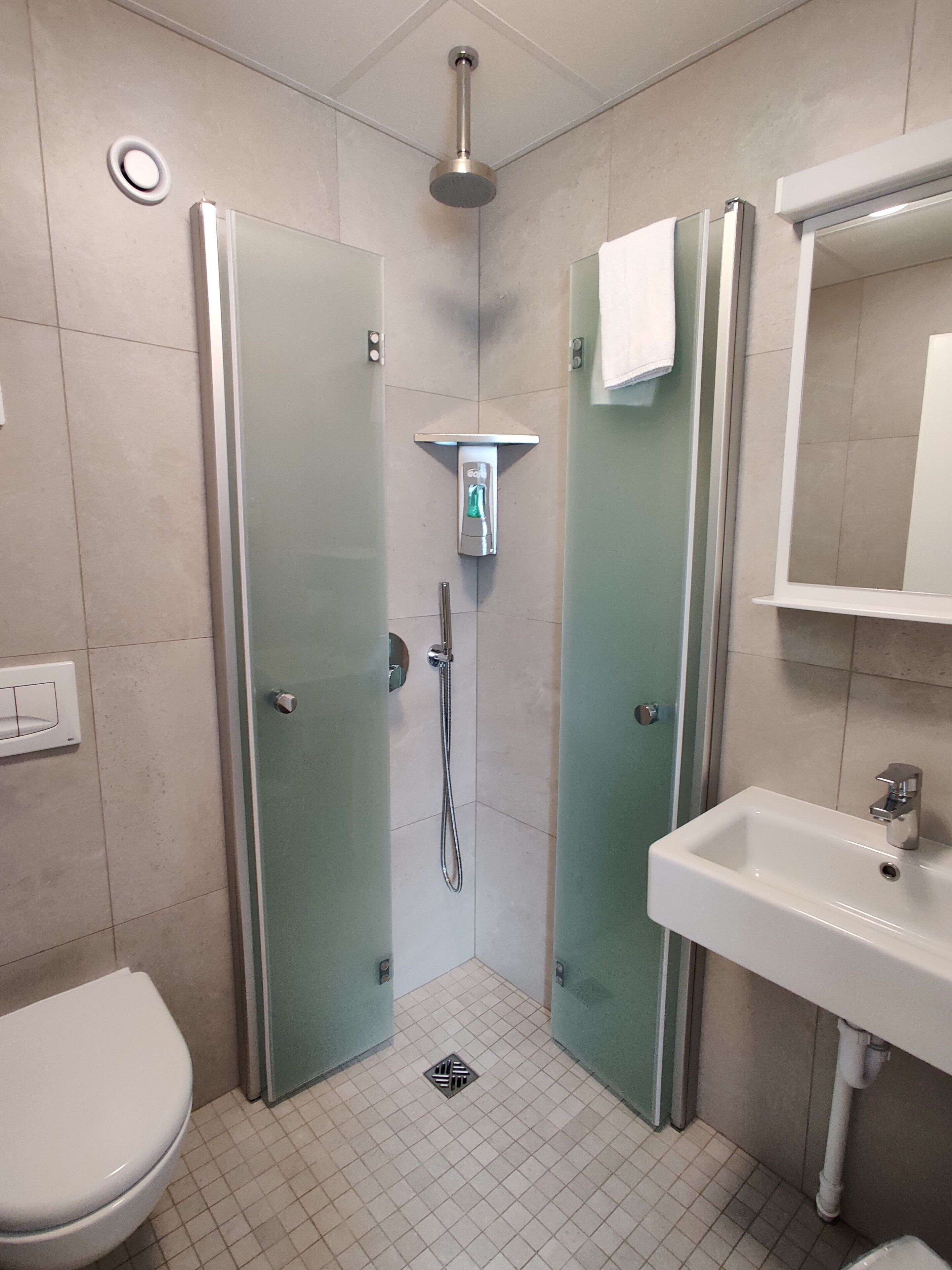twin room, private bathroom | bathroom | shower, free toiletries, hair dryer, towels