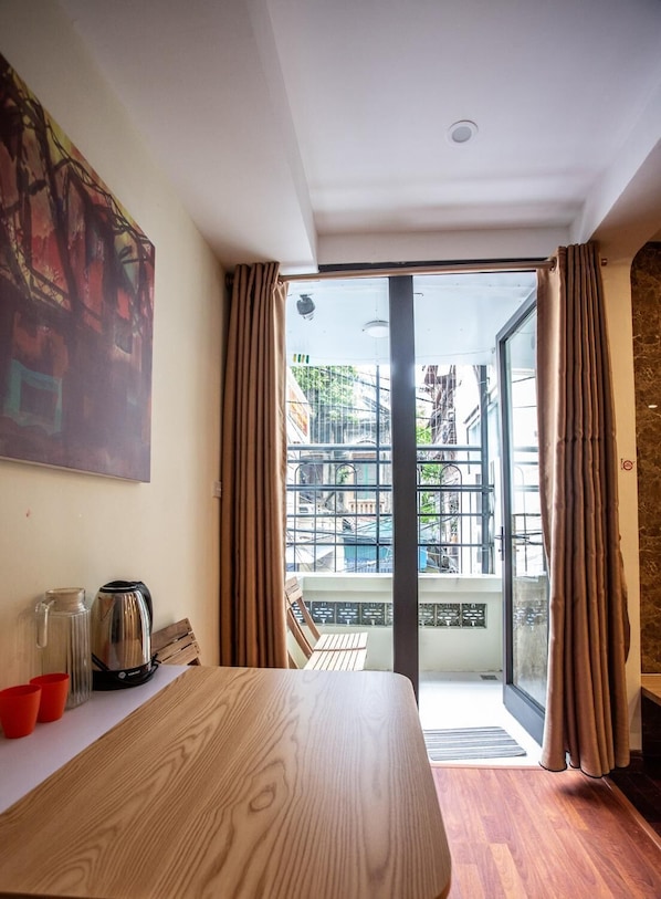 2 bedrooms, desk, blackout curtains, iron/ironing board