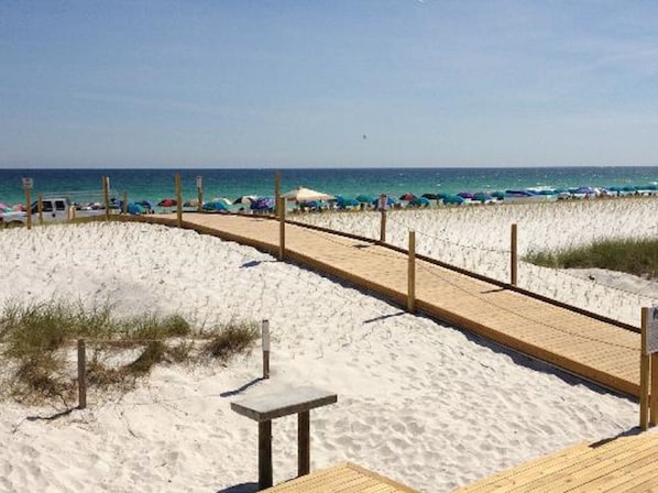 Beach nearby, sun loungers