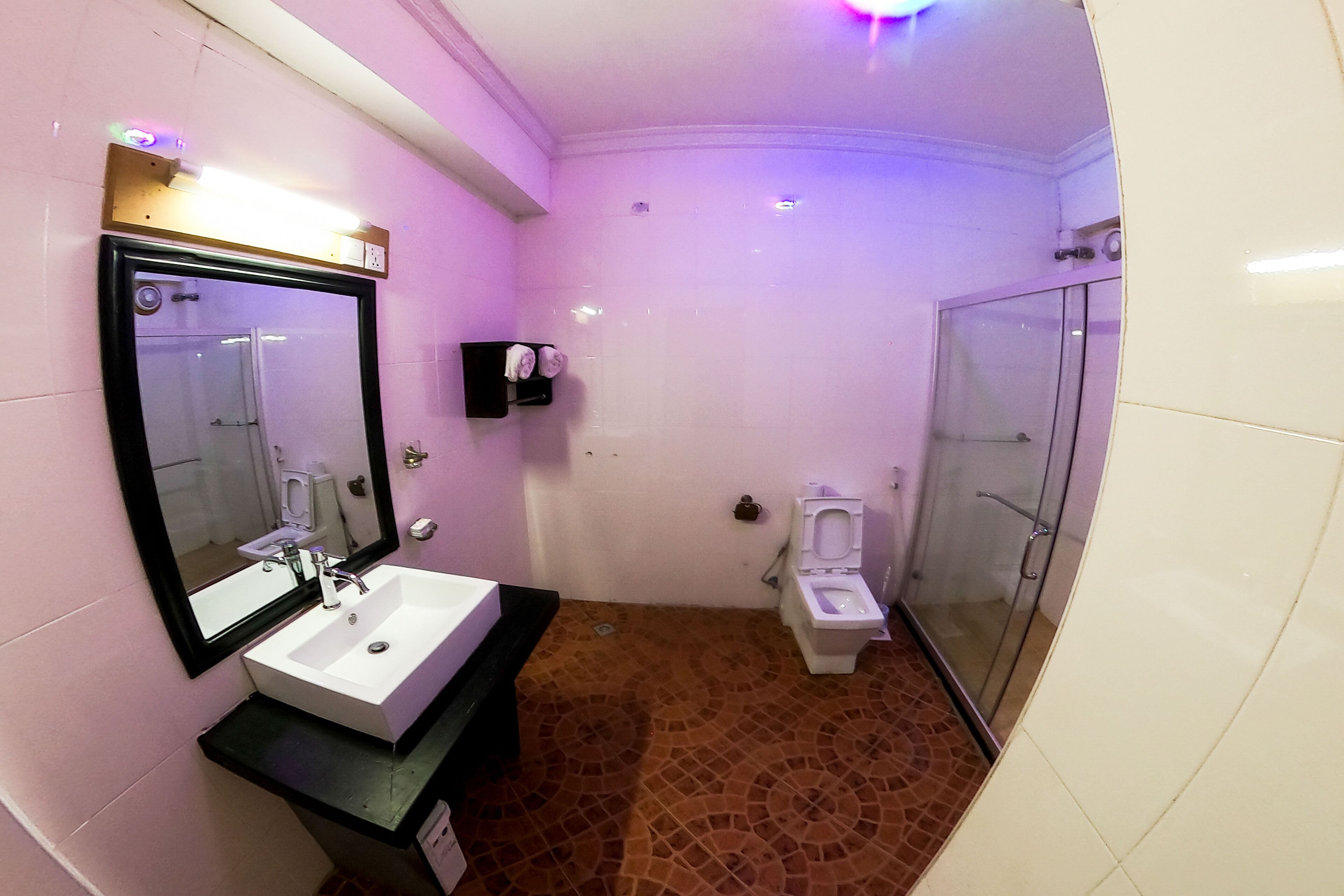 deep-soaking bathtub, rainfall showerhead, free toiletries, hair dryer