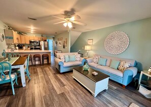 TV, DVD player, books, video library