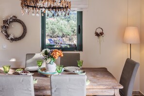 Dining room - Lavender Garden Retreat - Secluded Seaside Getaway (West Mani)