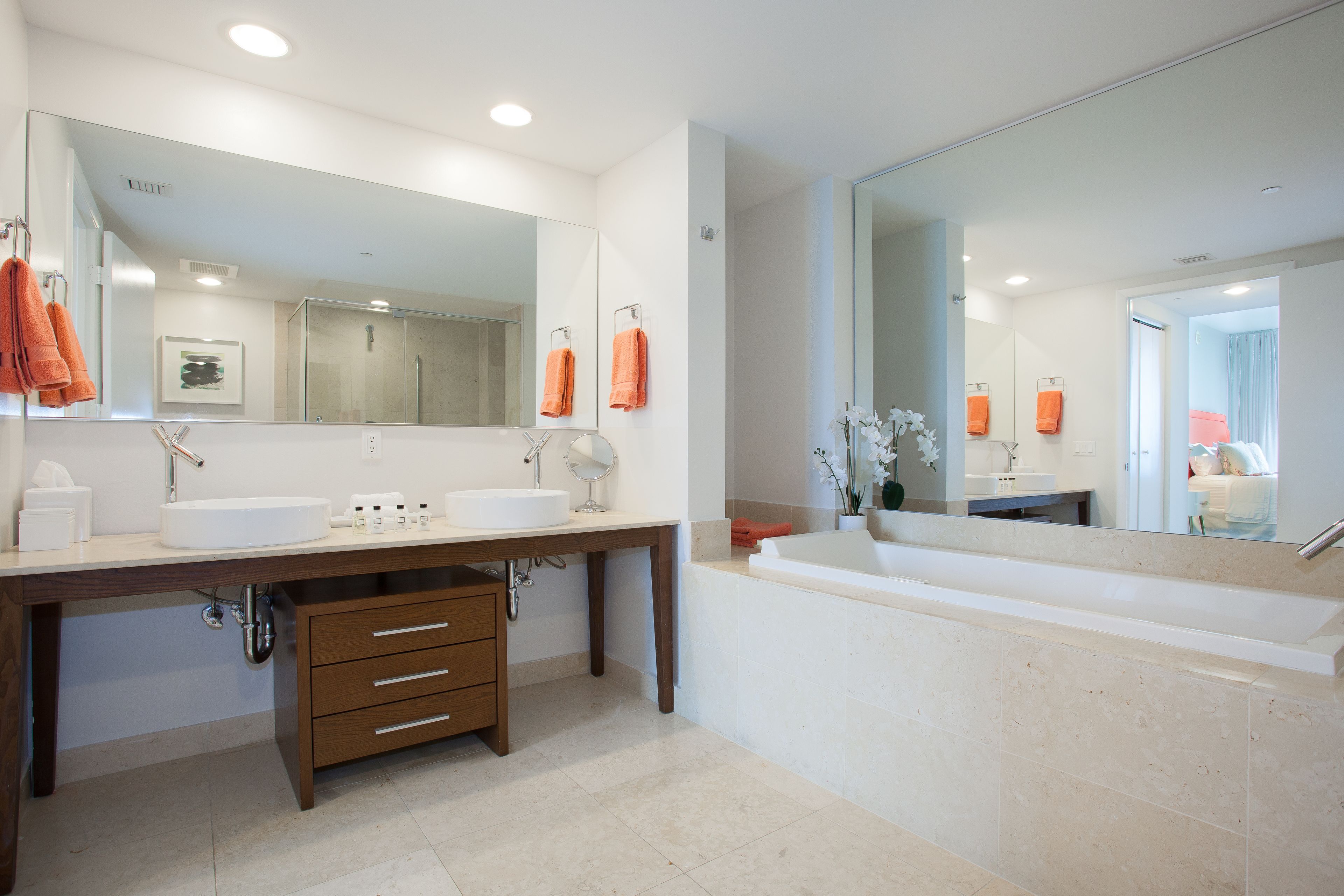 presidential corner apart, 2/2 and sofa bed, ocean view | bathroom | designer toiletries, hair dryer, dressing gowns, towels