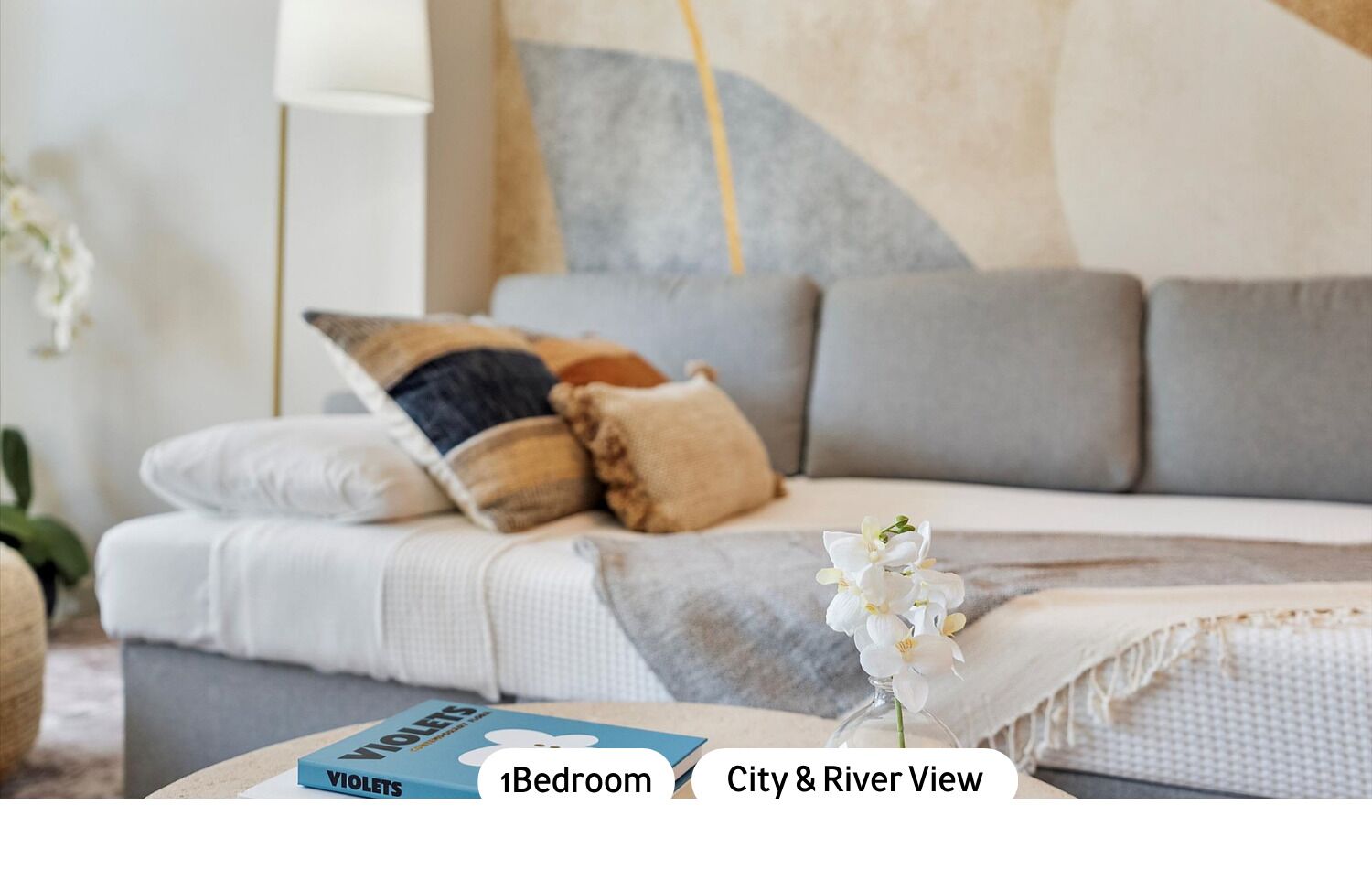 Premium Apartment, 1 King Bed with Sofa bed, Balcony, Lake View | Living area | 50-inch Smart TV with digital channels, TV