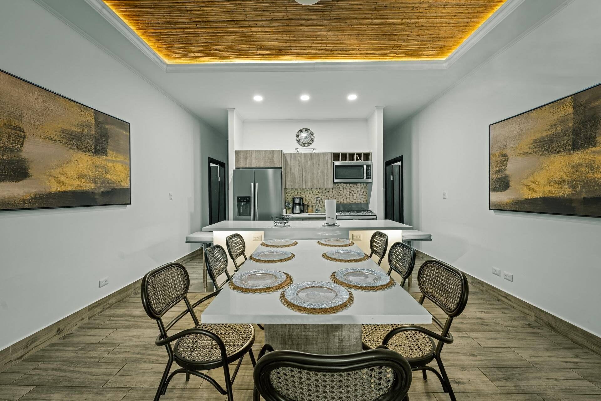 Mini-fridge, coffee/tea maker, highchair