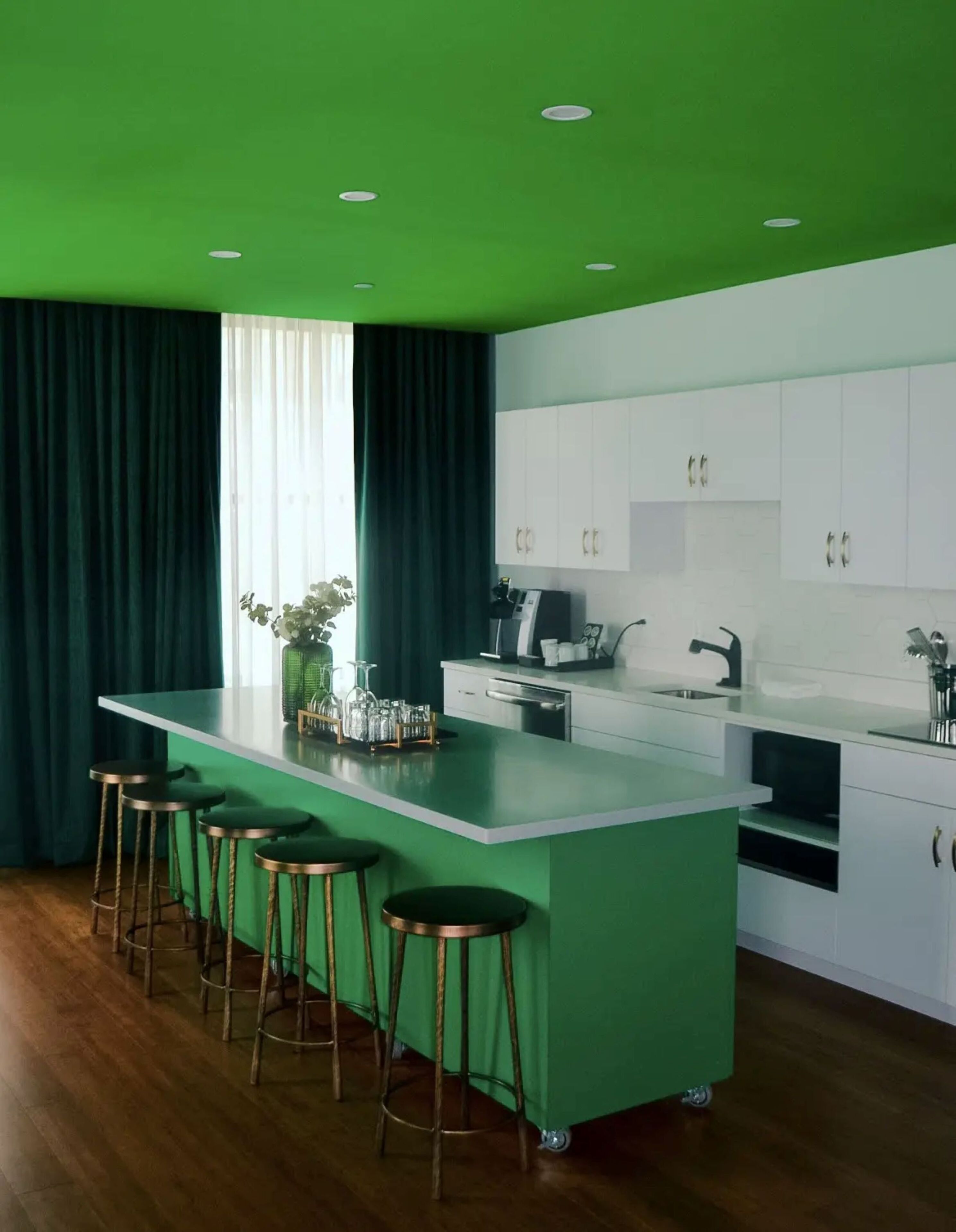 mini-fridge, espresso maker, coffee/tea maker