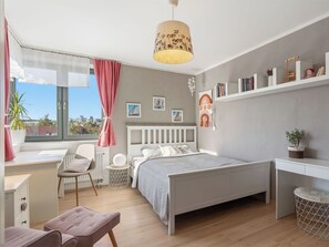 Furniture, Bed, Interior Design, Bedroom, Floor, Flooring, Wall, Room, Bedding, Wood