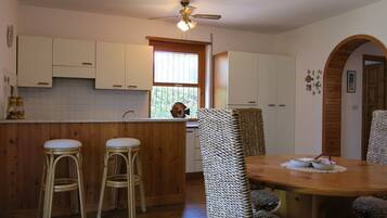 Villa, 2 Bedrooms | Private kitchen | Full-sized fridge, stovetop, cookware/dishes/utensils