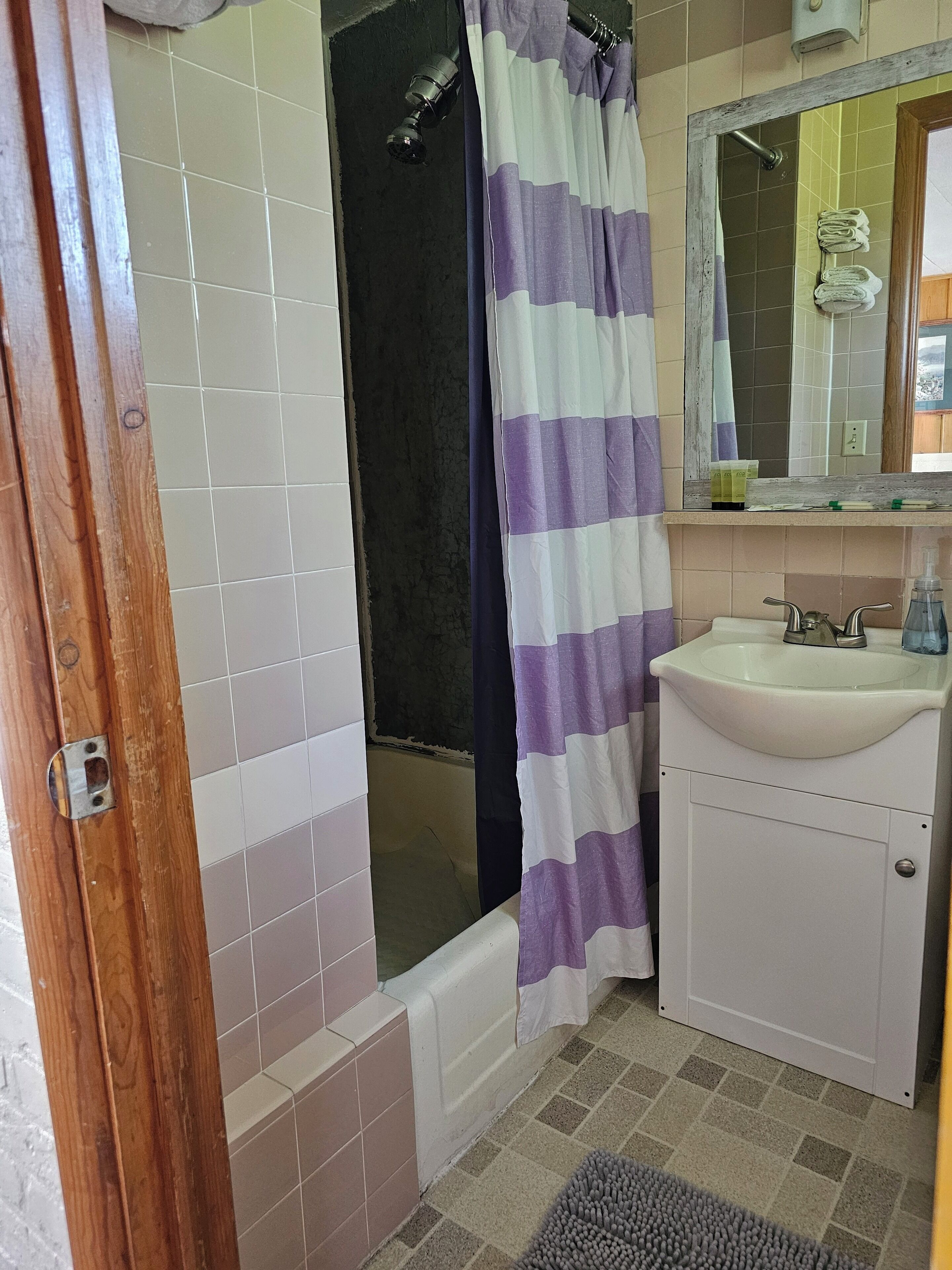 Habitación individual económica, 1 cama Queen size | Baño | Amenidades de baño gratuitas y secadora de cabello 