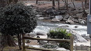 Panoramic Double Room, 2 Queen Beds, River View, Ground Floor | Terrace/patio - Evening Shade River Lodge and Cabins (Chimney Rock)