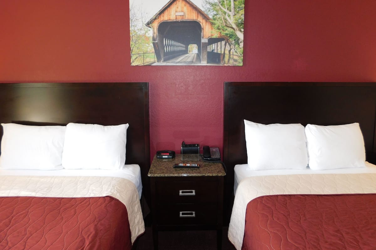Standard Double Room, 2 Double Beds, Refrigerator & Microwave | Desk, blackout curtains, iron/ironing board, free WiFi