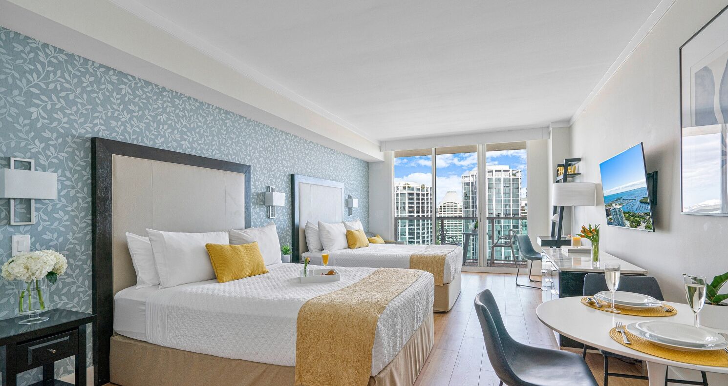 Deluxe Studio Suite, Kitchenette, Partial Ocean View2007 | Egyptian cotton sheets, premium bedding, down comforters, minibar