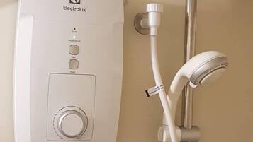 Shower, bidet, towels, soap