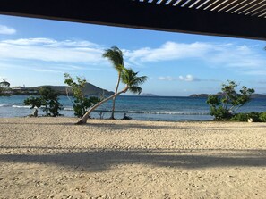On the beach, beach towels
