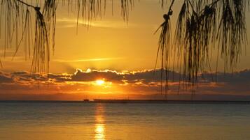 On the beach, beach towels