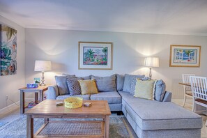 Smart TV, fireplace, DVD player, books