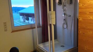 Shower, hair dryer, toilet paper