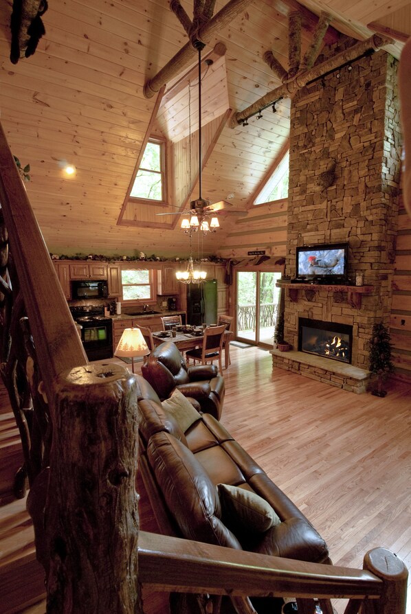 Tv, eldstad och dvd-spelare