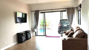 5 Bedrooms House | Living area | Flat-screen TV - Banpuck Huahin Numnueng Pool Villa (Hua Hin)
