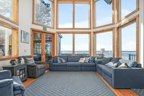 TV, fireplace, DVD player, books - Sunkissed Shores - Waterfront; Boat dock! (Chincoteague Island)