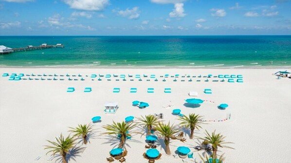 Sun-loungers, beach towels