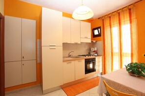 Fridge, oven, stovetop, coffee/tea maker