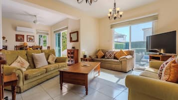 Smart TV, DVD player, books, video library