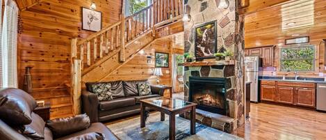 Smart TV, fireplace, video games, DVD player