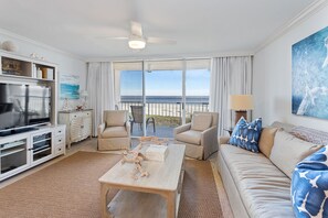 TV, DVD player, books, stereo