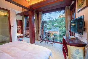 Premium bedding, pillow-top beds, desk, blackout curtains