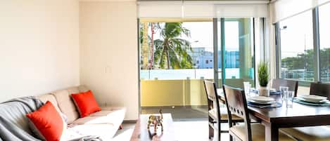 Apartment | Living area | 20-inch flat-screen TV with cable channels, TV