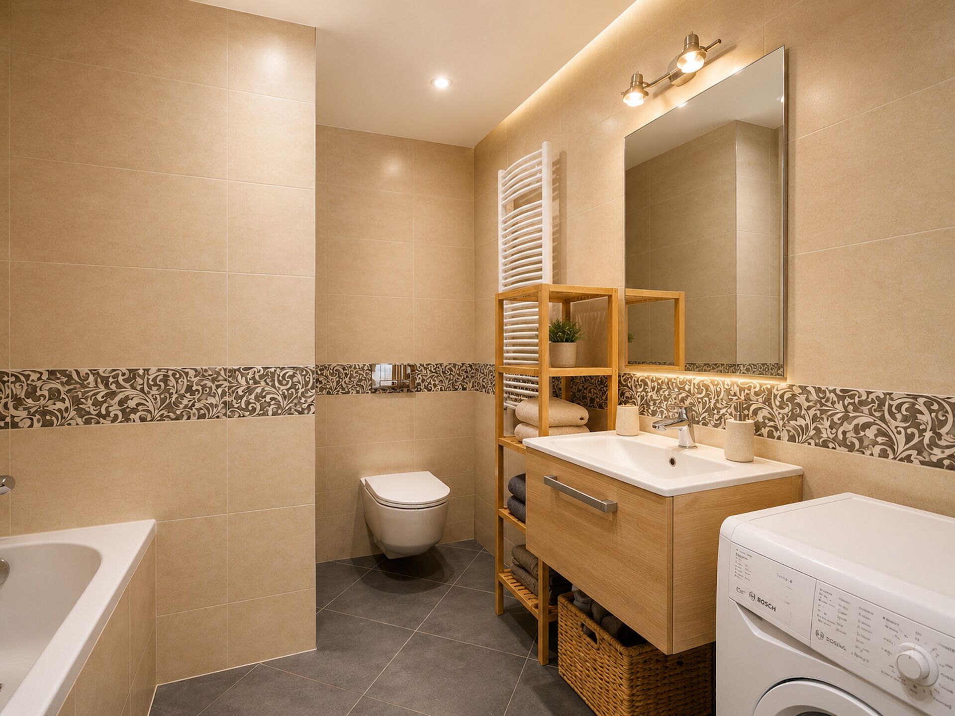 Appartement Signature, 2 chambres, accessible aux personnes à mobilité réduite, vue sur la ville | Salle de bain | Articles de toilette (gratuits), séchoir à cheveux, serviettes fournies