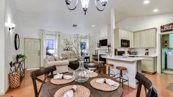 Smart TV, fireplace, DVD player, books