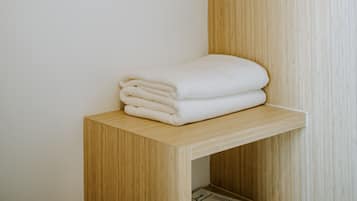 Desk, blackout drapes, soundproofing, iron/ironing board