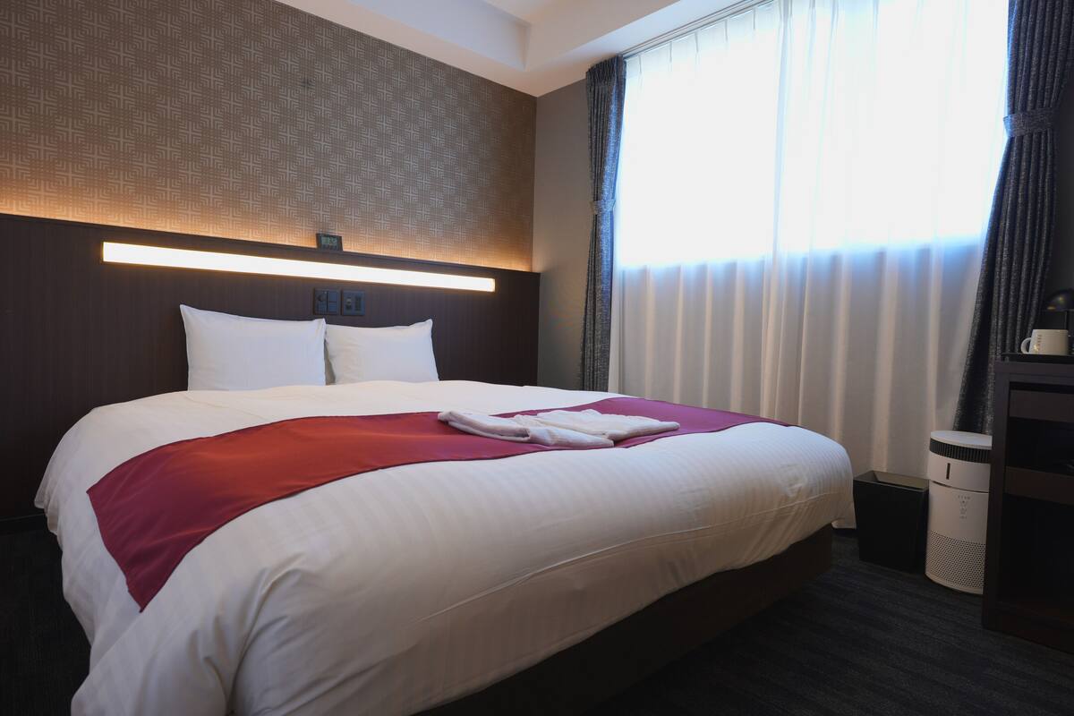 Dobbeltrom – standard | Dundyner, skrivebord, blendingsgardiner og lydisolert