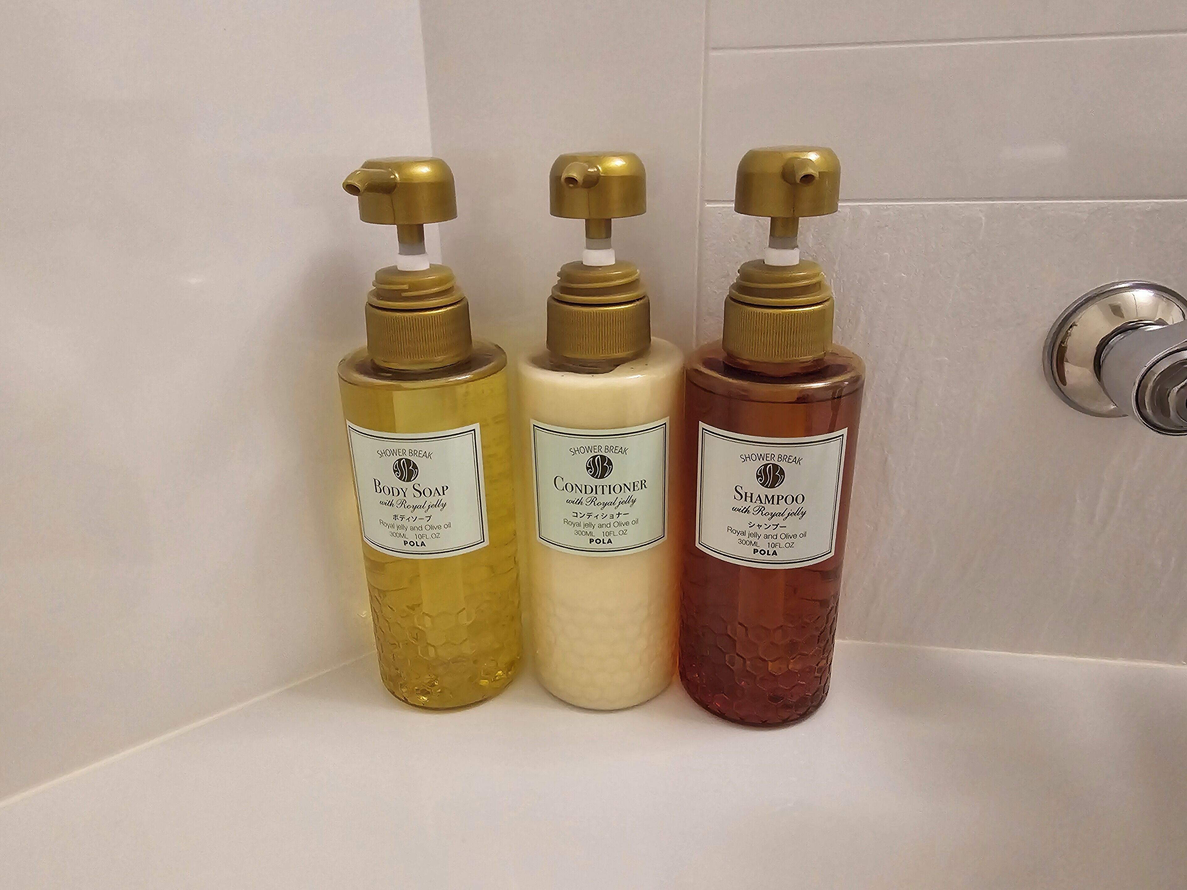 combined shower/bathtub, free toiletries, hair dryer, slippers