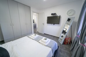 デラックス アパートメント 1 ベッドルーム | エジプト綿のシーツ、高  級寝具、セーフティボックス (室内)、遮光カーテン