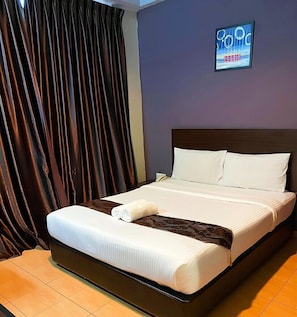 Desk, free WiFi, bed sheets
