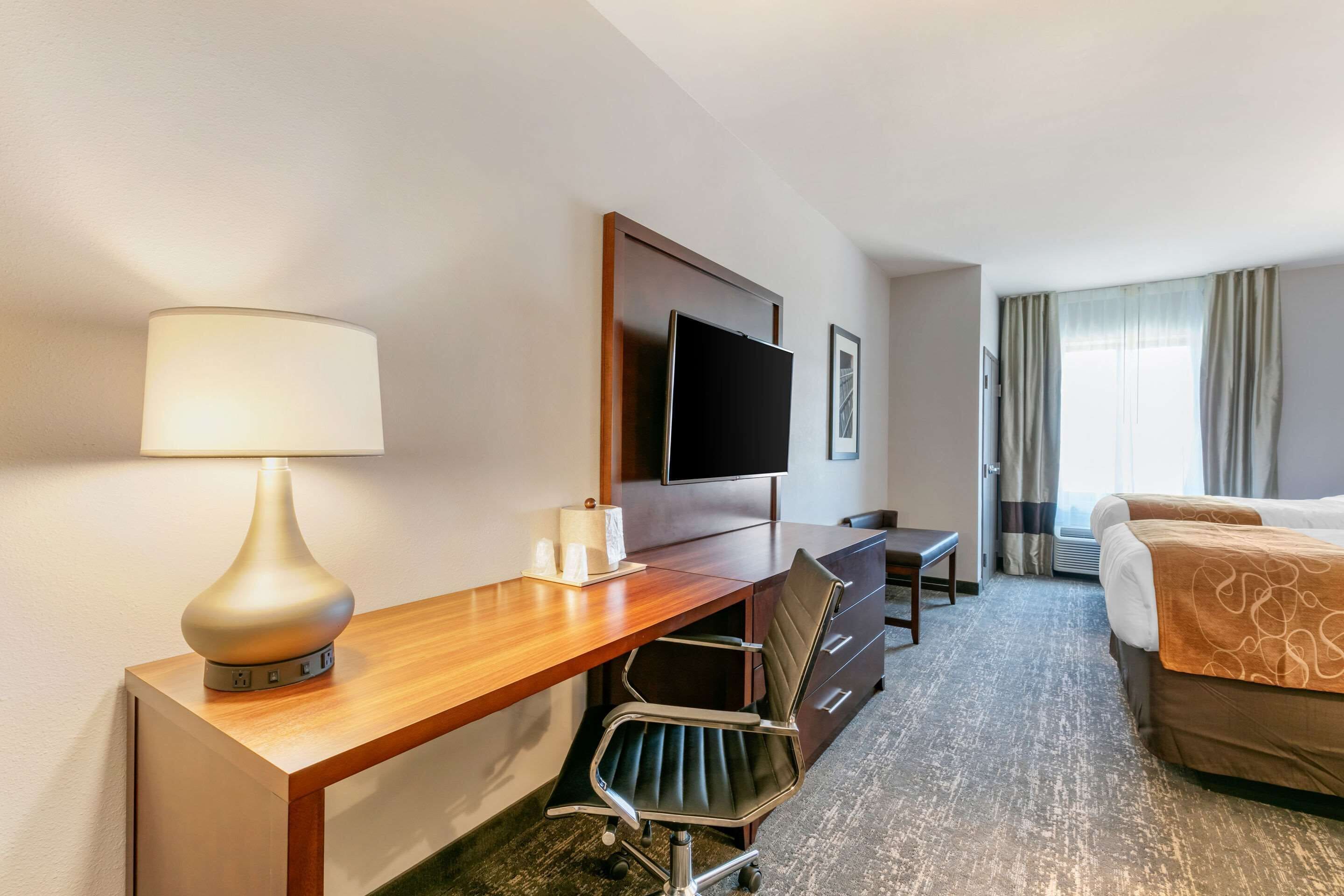 suite, 2 queen beds, non smoking | in-room safe, desk, blackout curtains, iron/ironing board