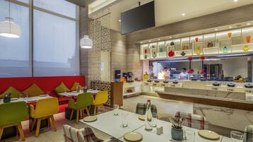 Lunch and dinner served, local and international cuisine