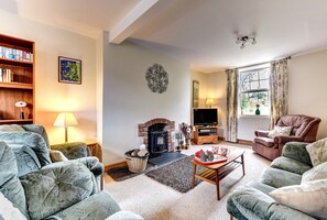 TV, fireplace