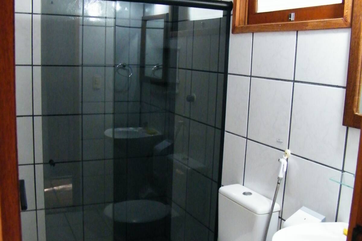 standard room | bathroom | shower, hair dryer, towels