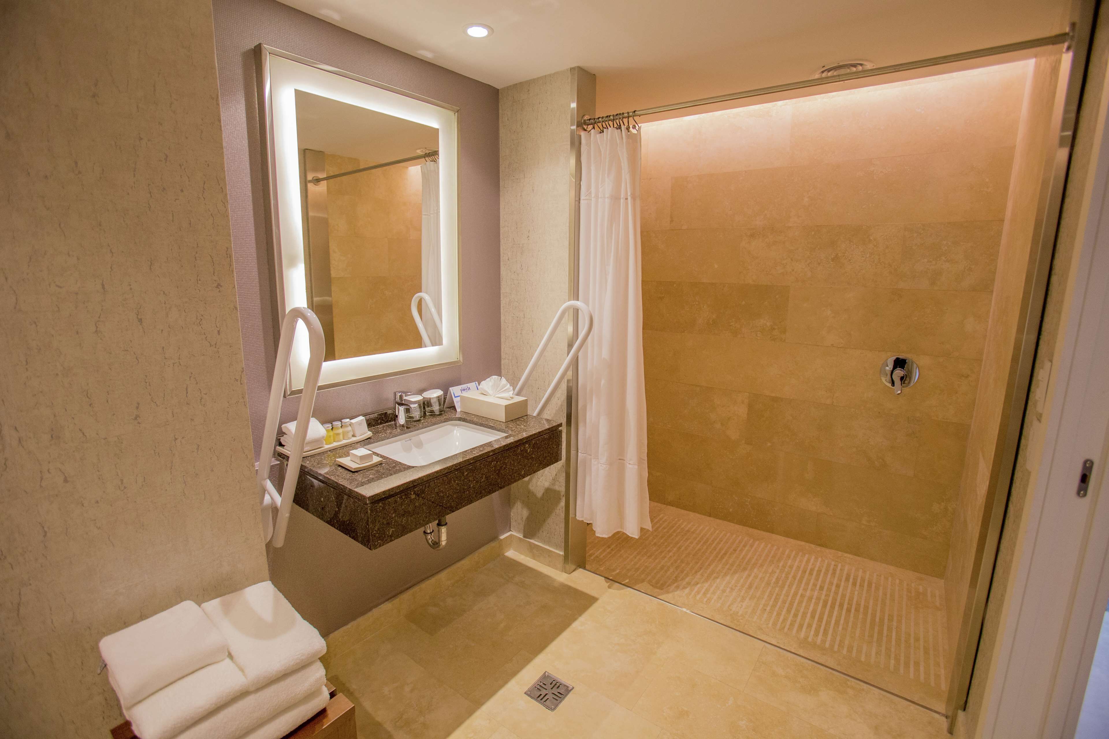 deluxe room, 1 king bed, accessible | bathroom shower