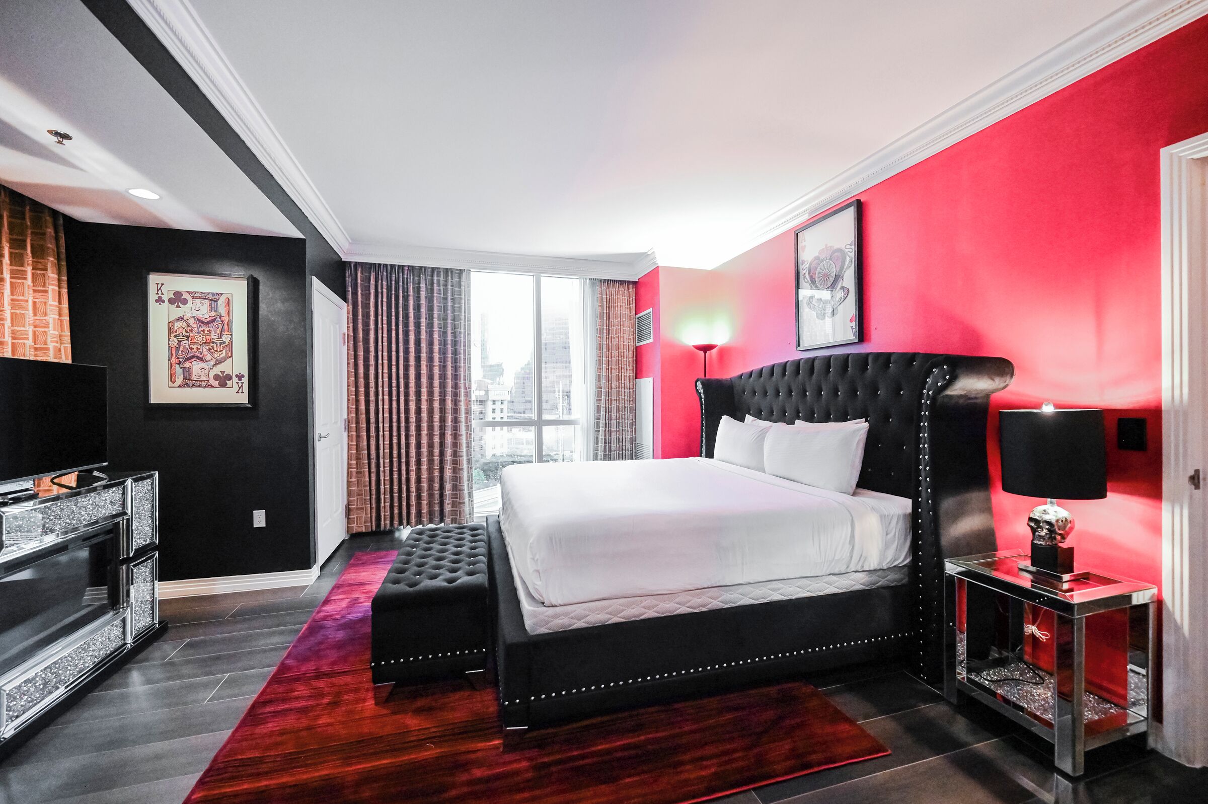 Remodeled One-Bedroom - Strip View & Balcony | Premium bedding, down comforters, pillowtop beds, in-room safe