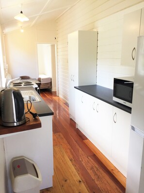 Fridge, microwave, oven, electric kettle