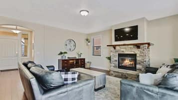 TV, fireplace, video games