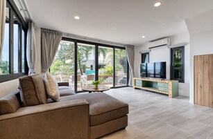 Standard Villa, 2 Bedrooms, Sea View | Living room | 55-inch flat-screen TV with cable channels, TV